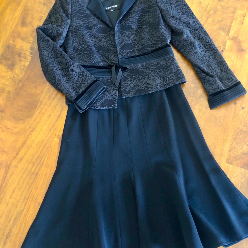 Vintage 90’s Albert Nipon Black Lace Evening Suit size 8